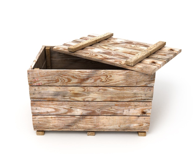 Старый деревянный ящик, изолированные на белом фоне