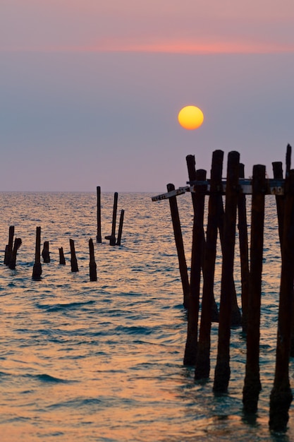 Old wooden bridge at Pilai Beach, Phang Nga Province