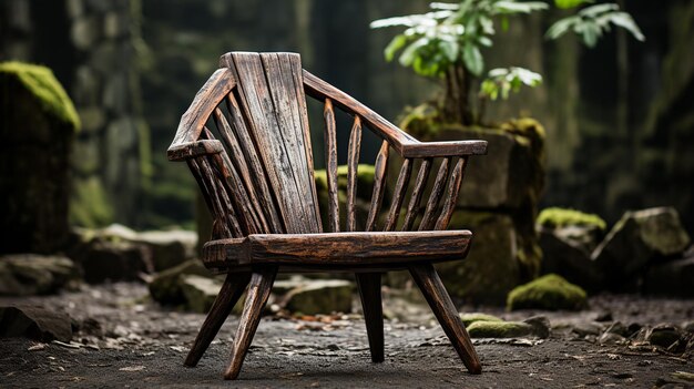 Photo old wooden chair with black background