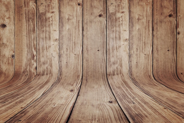 Old wooden curved texture with a rough surface for product presentation