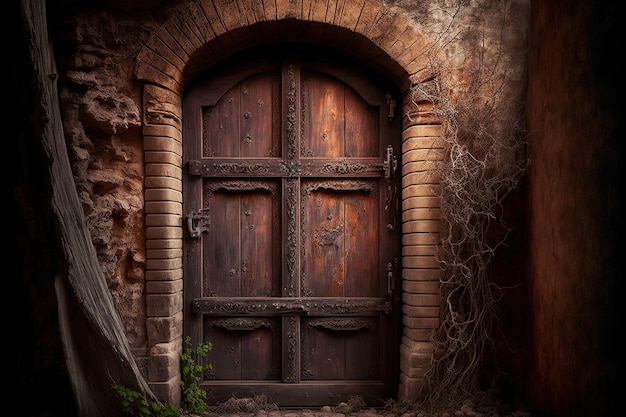 Old wooden door of a historic structure