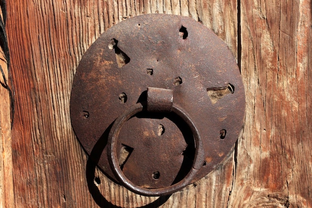 Old wooden door in rural area