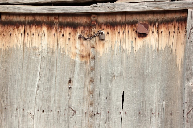 Old wooden door in rural area