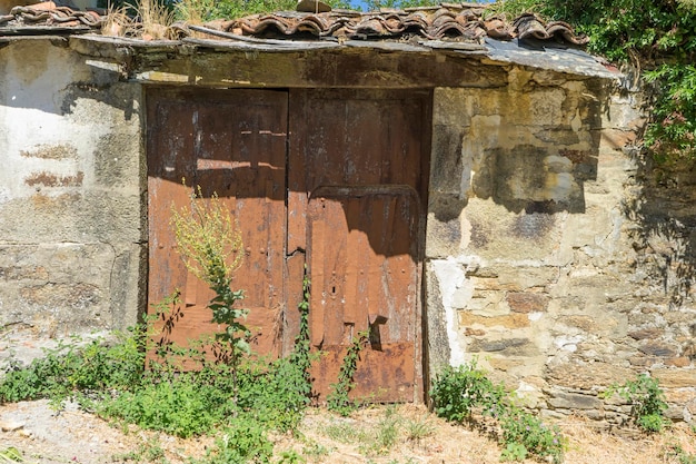 Old wooden doors, ancient architecture inside zamora, spain,
stone houses