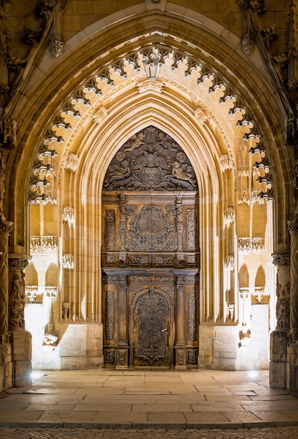 Old wooden doors of gothic church