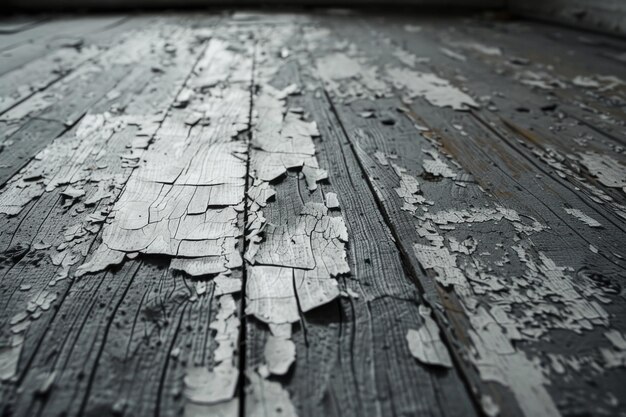 Old wooden floor with peeling paint grunge background