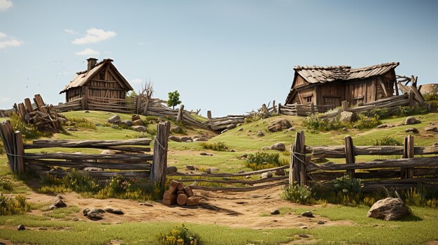 old wooden house on a hill in the forest