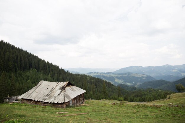 Old wooden house on mountain hillx9