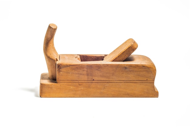 Old wooden jointer isolated on a white background