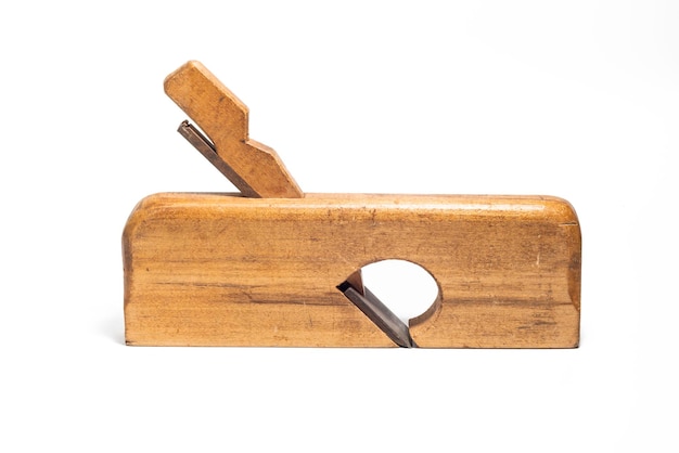 Old wooden jointer isolated on a white background