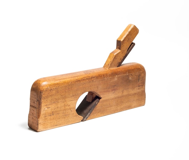 Old wooden jointer isolated on a white background