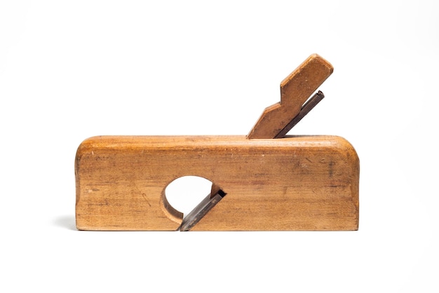 Old wooden jointer isolated on a white background