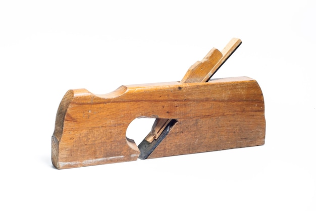 Old wooden jointer isolated on a white background