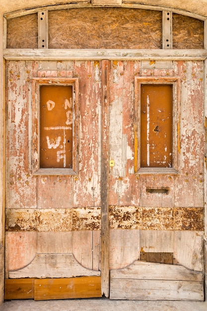 Old wooden locked door background