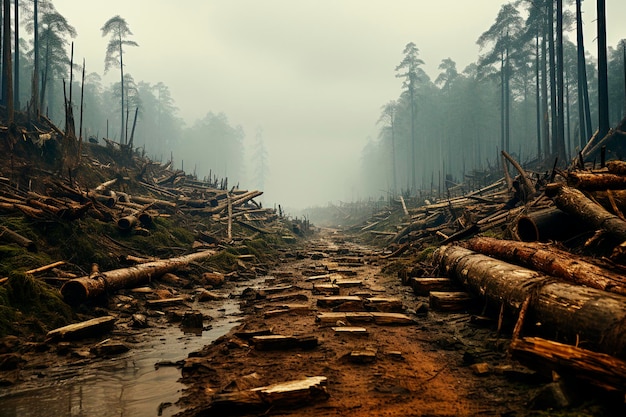 Foto vecchi tronchi di legno nella foresta