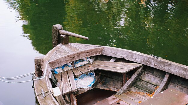 Old wooden pier on lake