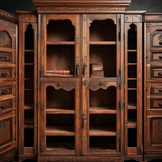 Photo old wooden shelves in the store old wooden shelves in the store wooden cabinet with drawers