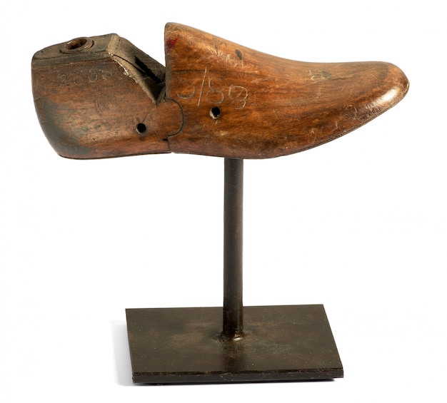 Old wooden shoe form for making shoes