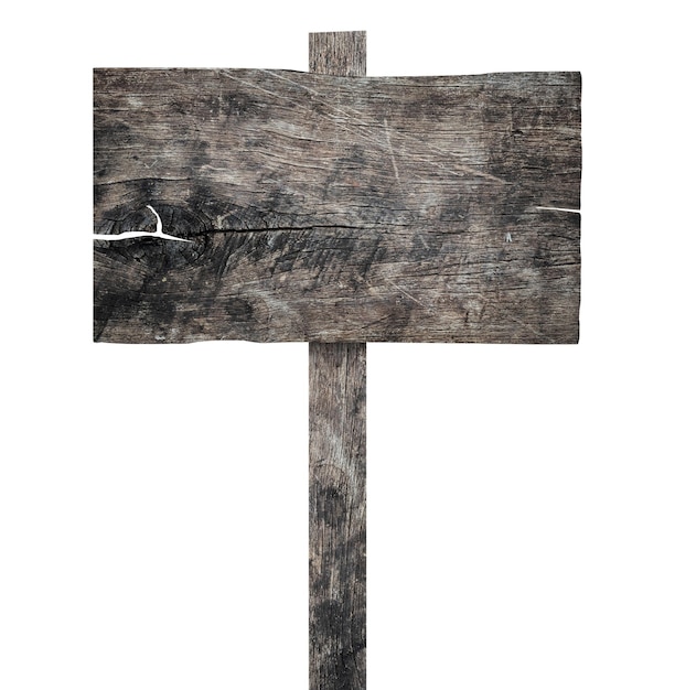 Photo old wooden sign isolated on white background