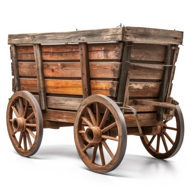 Photo an old wooden wagon on white background