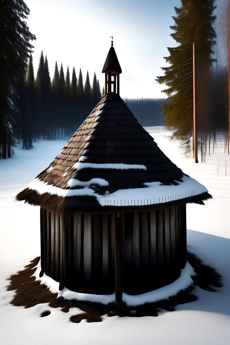 Photo old wooden well in in a russian village
