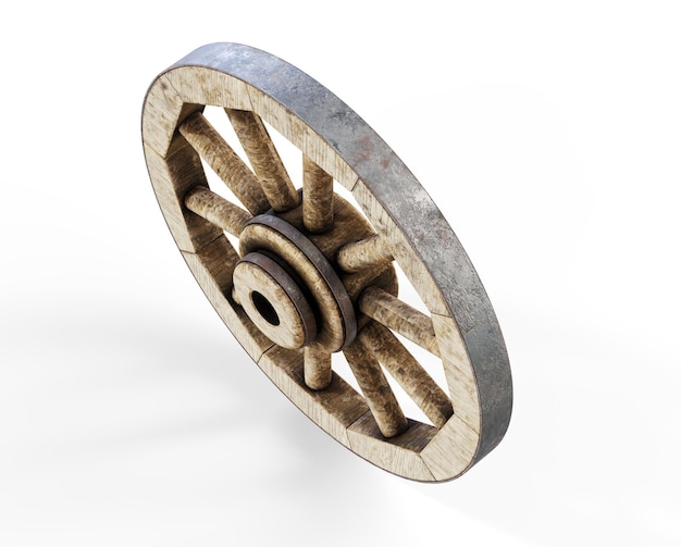 Old wooden wheel 3d render