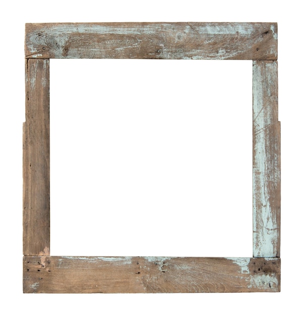 Photo old wooden window frame isolated on white background