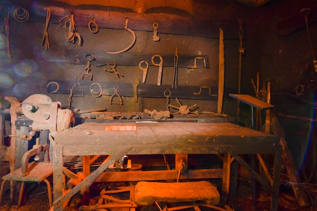 Old workbench from a coal forge