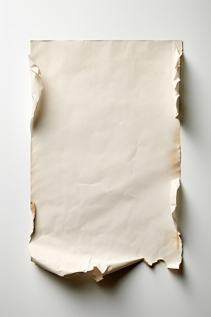 Old wrinkled empty paper on white background