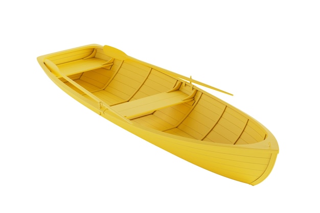 old yellow fishing boat icon in clay style 3d rendering
