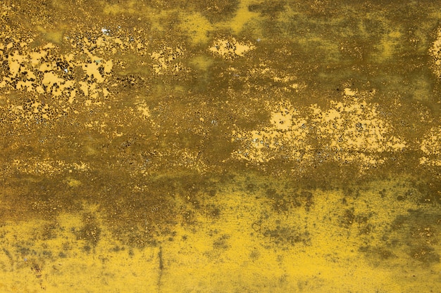 Foto vecchia struttura della parete gialla con muffa e peeling.