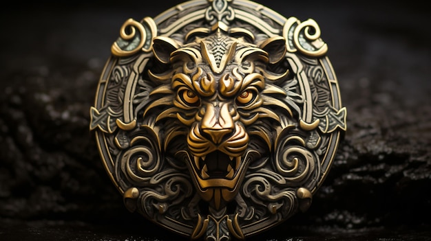 Olden tiger fantasy heraldic medallion