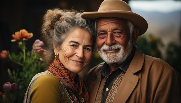 Photo older couple embracing nature beauty images of senior citizens