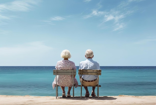 an older couple look at the ocean