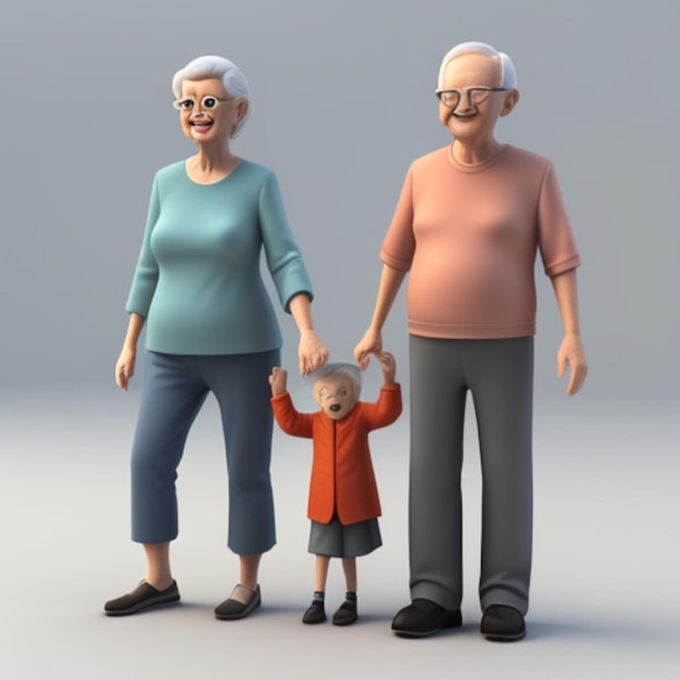 Photo an older couple with a child and an older man holding hands