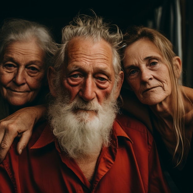 Foto un uomo anziano e due donne anziane