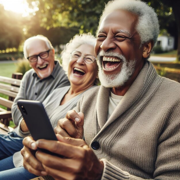 Older people are sitting on a bench park