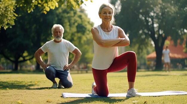 Photo older people do sports