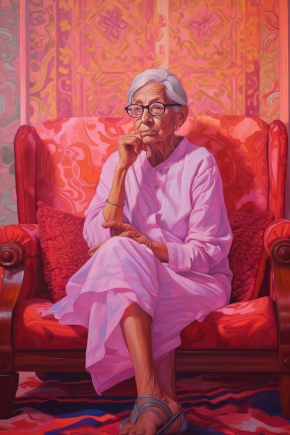 An Older Woman in Pink