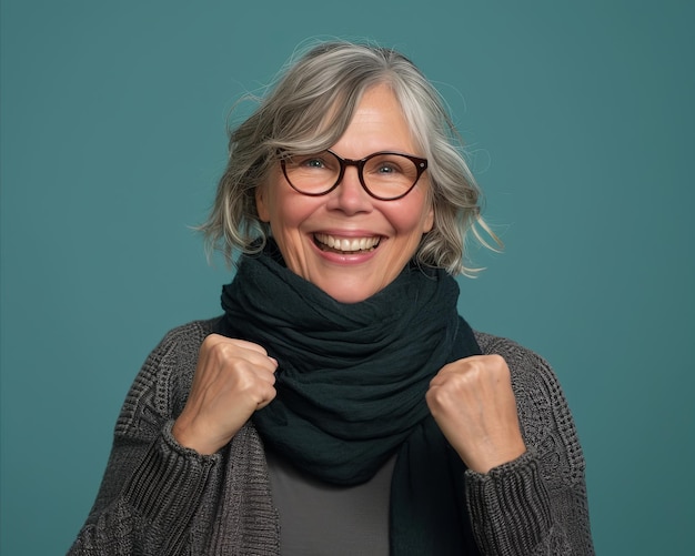 Photo an older woman wearing glasses and a scarf