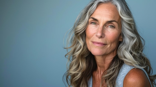 An older woman with gray hair looking to the side