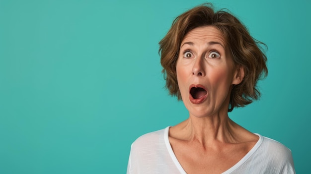 An older woman with a surprised look on her face