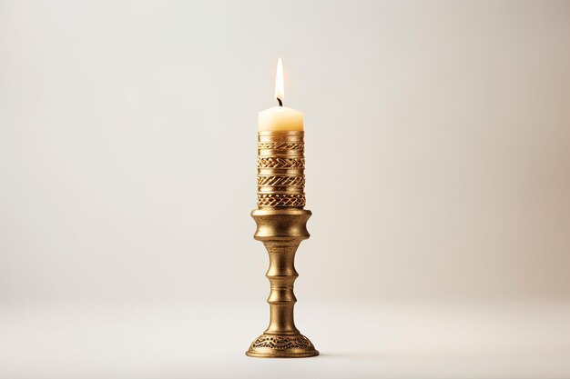 Oldest symbol of Judaism isolated on white Closeup of Hanukkah candlestick on white background