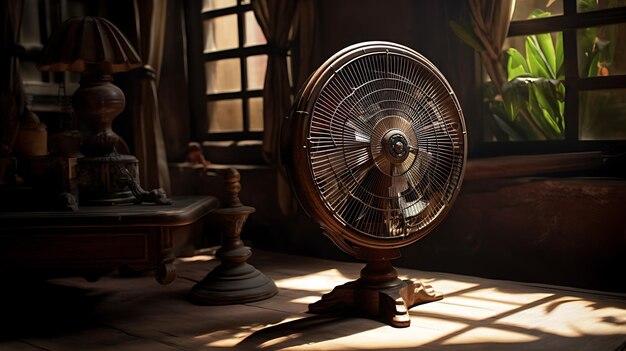 Photo a oldest table fan in a old room high quality realistic