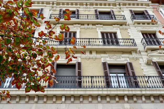 Oldfashioned classical facade at autumnal time in zaragoza
aragon spain