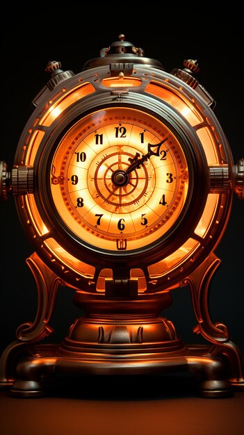 OldFashioned Metal Clock with Illuminated Alarm