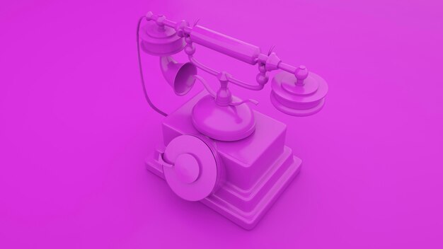 Старомодный телефон на фиолетовом фоне