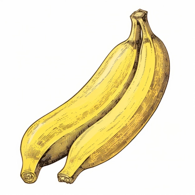 Photo oldfashioned style drawing of detailed bananas in 8k resolution