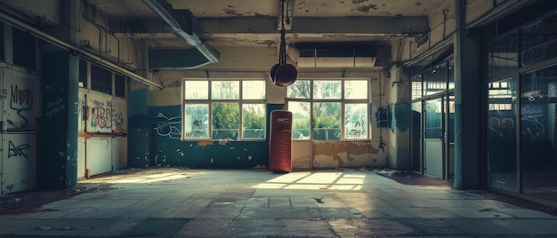 An oldschool boxing gym with a grunge aesthetic