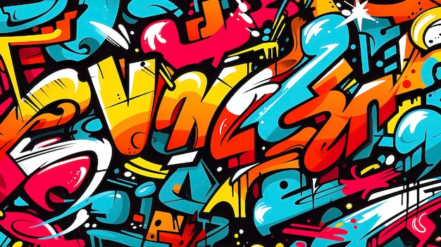 Oldschool graffiti patroon illustratie Generatieve AIxA